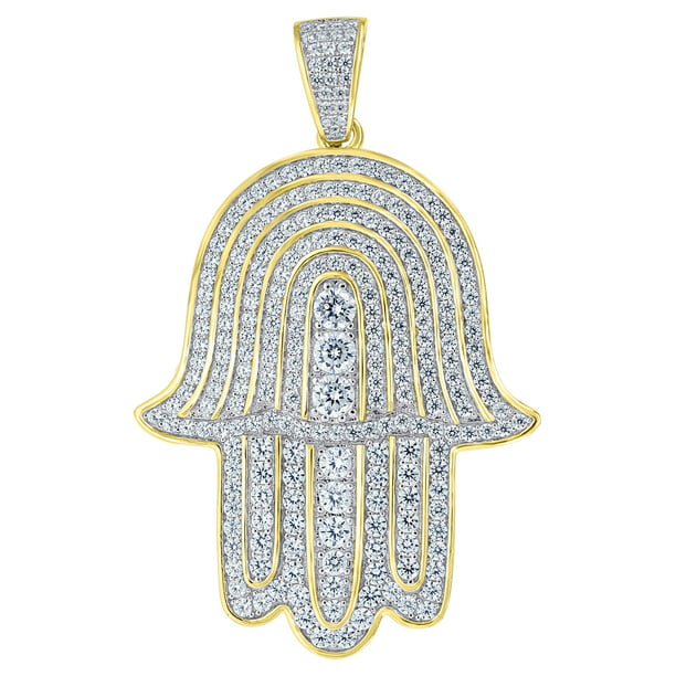 FB Jewels 925 Sterling Silver Yellow-Tone CZ Key Religious Pendant Charm 